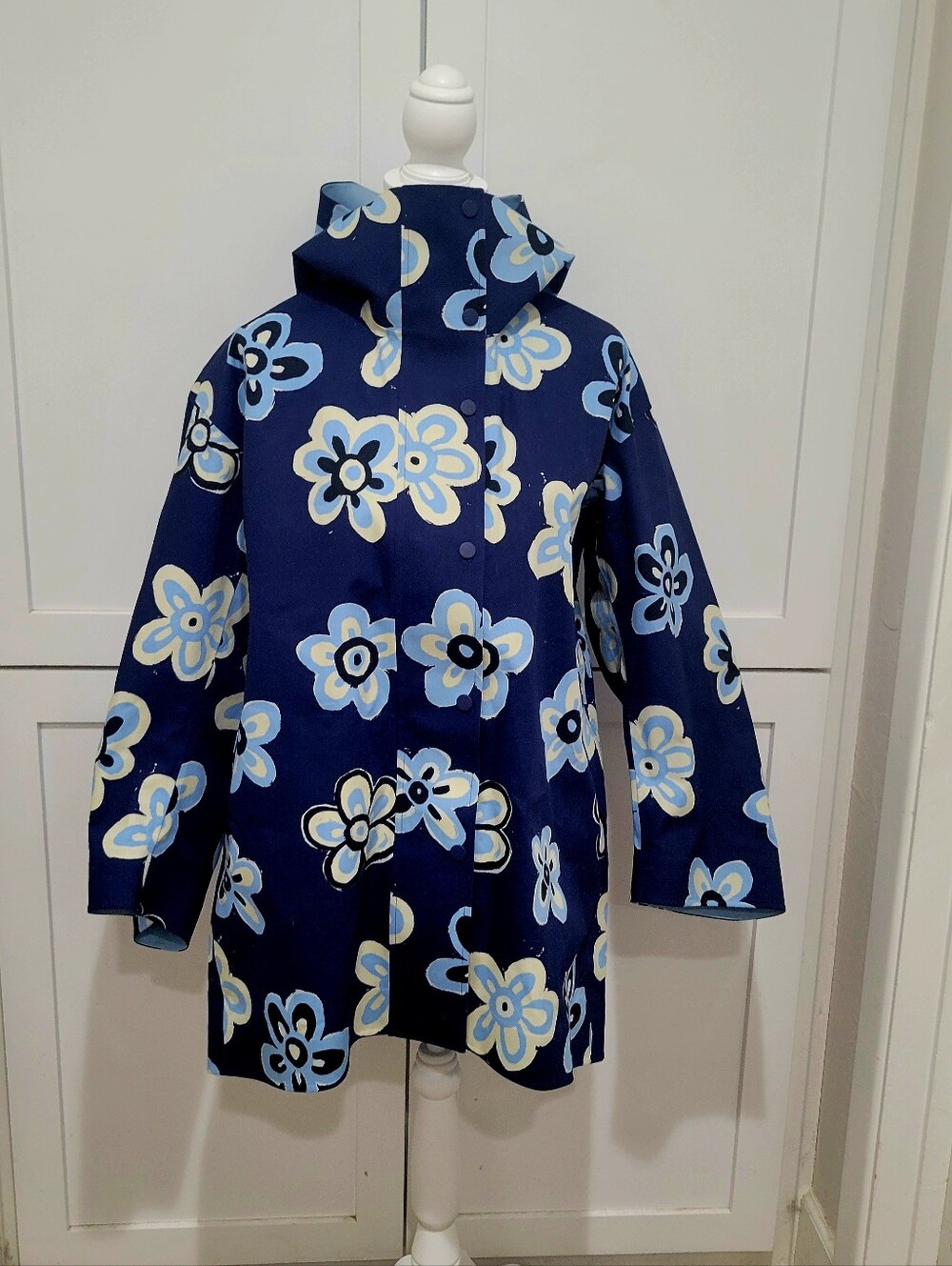NWT Uniglo x Marni Navy Blue Floral Hooded Raincoat | Size XS